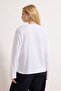 Beyaz %100 Kalın Pamuklu Basic Bisiklet Yaka Oversize/Geniş Kalıp Örme T-Shirt TWOAW24TS00013 - 12