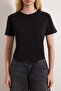 Gri Melanj-Siyah 2'li Paket %100 Pamuk Crop Bisiklet Yaka Örme T-Shirt TWOSS20TS1480 - 6