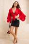 Kırmızı Dokuma Volanlı Plaj Crop Bluz TBESS19BB0095 - 2