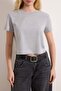 Gri Melanj-Siyah 2'li Paket %100 Pamuk Crop Bisiklet Yaka Örme T-Shirt TWOSS20TS1480 - 3