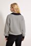 Siyah Çizgili Kalp Nakışlı Regular/Normal Kalıp Örme Sweatshirt TWOAW26SW00003 - 4