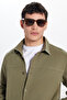 Men's Relax Fit Relax Cut Gabardine Lycra Side Pocket Khaki Jacket Shirt - 4