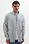 Men's Relax Fit Comfortable Fit Long Sleeve 100% Cotton Buttoned Sports Collar Blue Shirt - 5