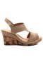 Aditya Genuine Leather Women's Wedge Heel Sandals Sand - 3