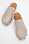 Karania Women's Genuine Leather Clogs Slippers Gray - 7