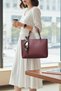 Women's Burgundy Scarf Detailed Zipper Closure Single Compartment Large Size Women's Shoulder Bag (40X32X8 cm) - 2