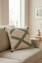 Renli Cross Stitch Punch Embroidered Tassel Throw Pillow Cover Cotton 42X42 cm - 5