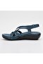 Orfeo Genuine Leather Women's Sandals Blue - 5