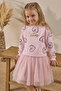Girl's Dress Tulle Sequin Embroidery Heart Printed Lilac Lilac - 3