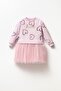 Girl's Dress Tulle Sequin Embroidery Heart Printed Lilac Lilac - 4