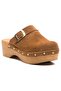 Alven Women's Genuine Leather Clogs Slippers Tan Suede - 6