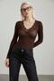 Brown V-Neck Sheer Lace Women’s Blouse MG2662 - 8