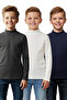 Children's Half-High Collar 3-Piece Badi Set – Long Sleeve Cotton Half-Fisherman Children's Sweater