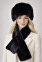 Hat and Scarf Black 2-Piece Set Plush Set - Hat Neck Collar Luxury Soft Winter - 3