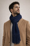 Men's Scarf Knitwear with Tassels Navy Blue - Winter Warm - 5