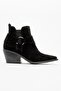 Felia Genuine Leather Elastic Pull-On Women's Boots Black Suede - 5