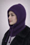 Balaklava Purple Angora Wool Beanie Hat with Neck Collar Thick - Lace-Up Hat Balaclava - 3
