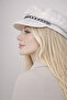 Women's Cap Hat with Chain Detail White - Velvet Brim Captain Style - 6