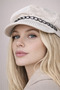 Women's Cap Hat with Chain Detail White - Velvet Brim Captain Style - 5