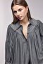 Women's Oversized Ruched Low-Shoulder Textured Shirt - Cuff Detail - 3