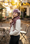 Knitted Motif Bohemian Batik Painter's Beret & Neck Collar Shawl Set - 2