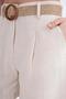4051 Women's Straw Belted Linen Bermuda Shorts Natural - 2
