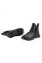 Women's Black Elastic Leather Boots - 6
