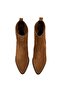 Women's Tan Heeled Suede Boots - 6