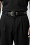Men's 100% Genuine Leather Tin Plated Buckle Black Belt 3.2 cm