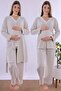 طقم بيجامة للحوامل مع خاصية الرضاعة الطبيعية - بيج