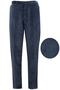 Men's Navy Blue Velvet Trousers with Ribbed Classic Cut and Pockets - 2