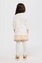 Girl's Ecru T-Shirt with Embroidered Long Sleeves and Stitched Collar and Cuffs - 7
