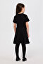 Girl's Button Detailed Knitted Black Dress - 7