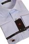 Slim Fit Solid Color Shirt with Blue Micro Fabric Cufflinks - 201-4 - 2