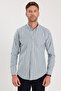 Slim Fit Long Sleeve Button-Down Collar Striped Soft-Textured Cotton Men's Shirt