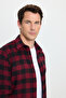 Men's slim fit long sleeve plaid checkered winter woodcutter shirt with pockets - 2