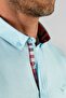 Men's Slim Fit Slim Fit Long Sleeve Cotton Oxford Texture Turquoise Button Lapel Shirt - 3