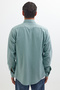 Slim Fit Long Sleeve Sports Lapel Washed Double Pocket Dobby Denim Jeans Mint Men's Shirt - 7