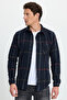 Men's Slim Fit slim fit plaid pocket black lumberjack shirt - 4