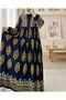 2423 Authentic Patterned Hijab Dress - Navy Blue 2