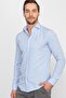 Slim Fit Long Sleeve Cotton Easy-Iron Men's Blue Shirt - 2