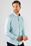 Men's Slim Fit Slim Fit Long Sleeve Cotton Oxford Texture Turquoise Button Lapel Shirt - 2