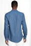 Men's Slim Fit Slim Fit Long Sleeve 100% Cotton Linen Texture Buttoned Lapel Indigo Shirt - 4