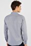 Men's Slim Fit Slim Cut Long Sleeve Cotton Oxford Texture Easy-Iron Gray Button-Down Collar Shirt - 5