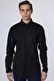 Slim Fit Long Sleeve Slim Fit Hidden Placket Cotton Black Men's Shirt - 2
