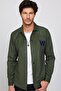 Slim Fit Long Sleeve Stamped Snap Embroidered Plain Winter Lumberjack Khaki Men's Shirt - 2