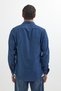 Slim Fit Long Sleeve Sports Collar Washed Double Pocket Dobby Denim Indigo Men's Shirt - 7