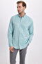 Men's Slim Fit Cotton Easy-Iron Green Button-Down Collar Shirt