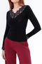 Women's V-Neck Lace Detailed Transparent Blouse - 3