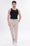 Men's Jogger Pants, Cream Color, Tie-Waist and Belted, 2 Back Pockets, Regular Fit, Comfortable Cut - 8